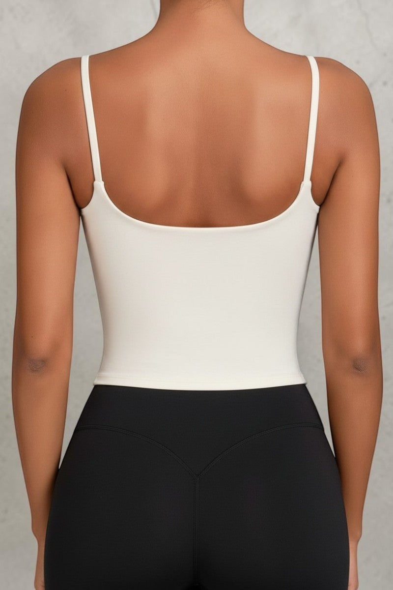 SOLID APPRL women's black seamless spaghetti strap square neck cropped tank top